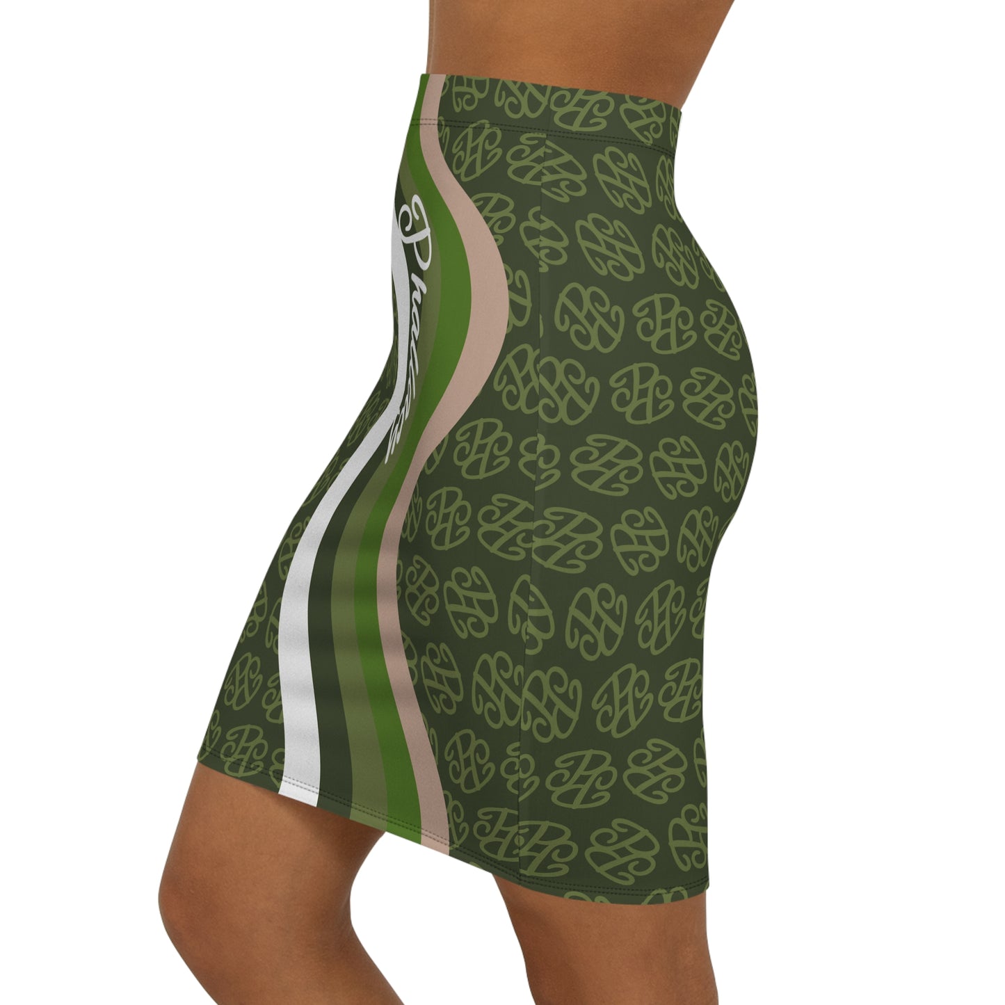 Phallacy Camo Designer Mid-Waist Pencil Skirt