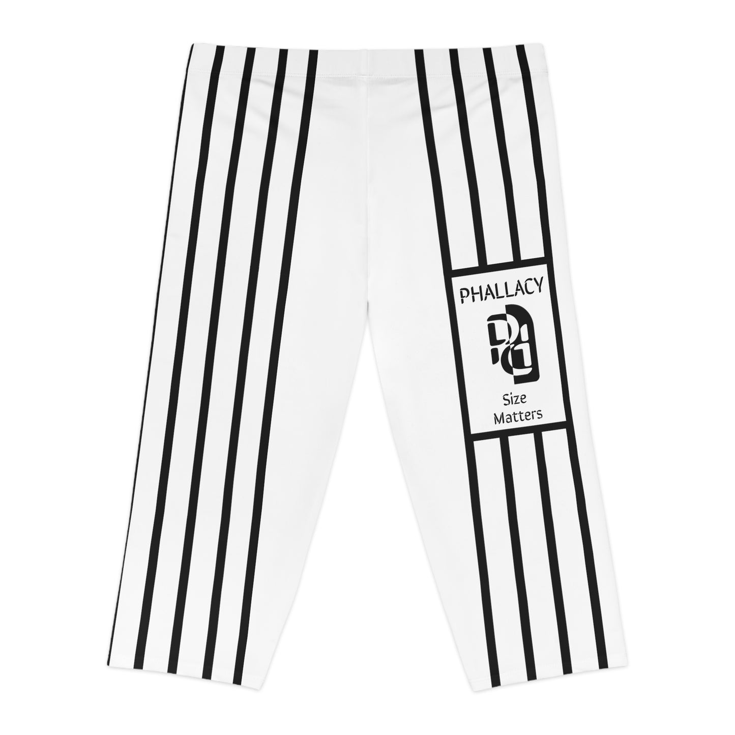 Phallacy Striped Designer Capri Leggings
