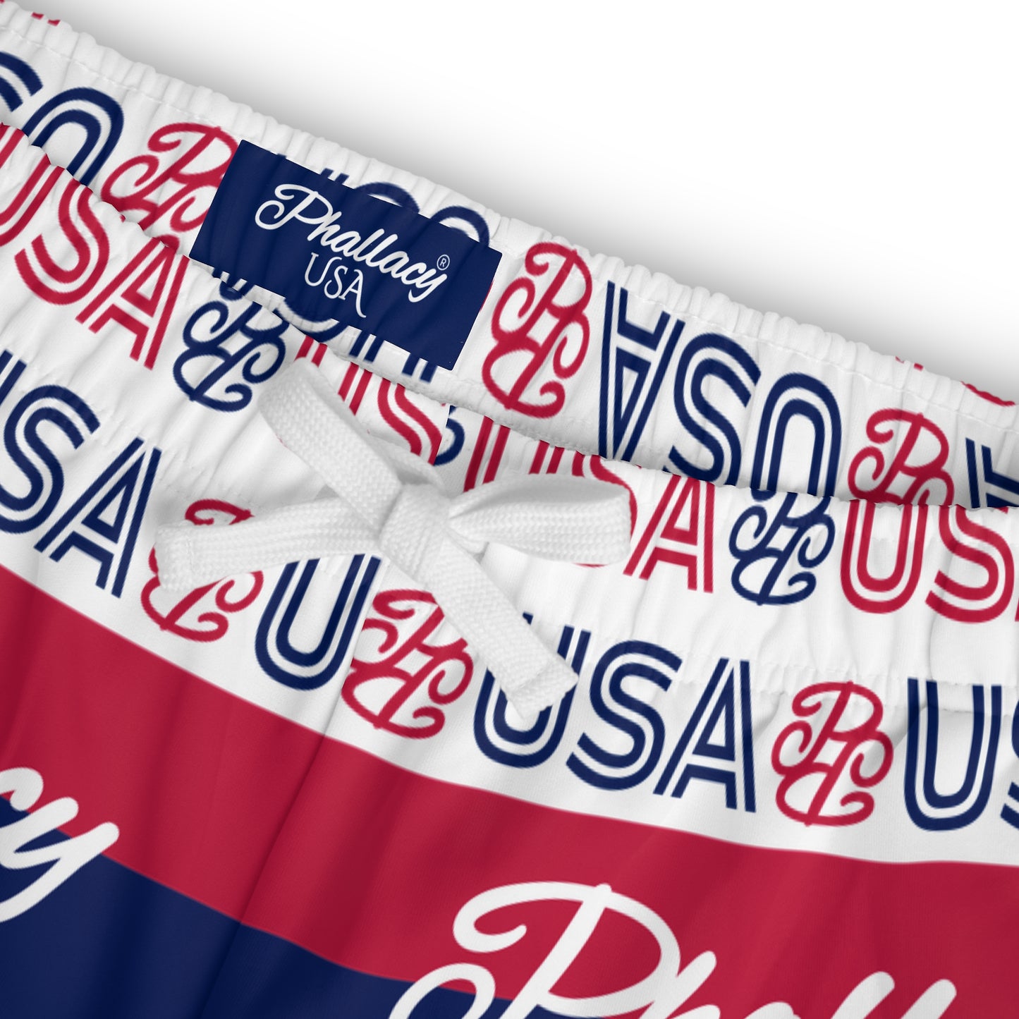 Phallacy USA Athletic Long Shorts - Red White Blue Patriotic Pattern
