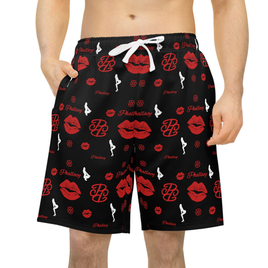 Phallacy Lips Designer Men's Athletic Long Shorts