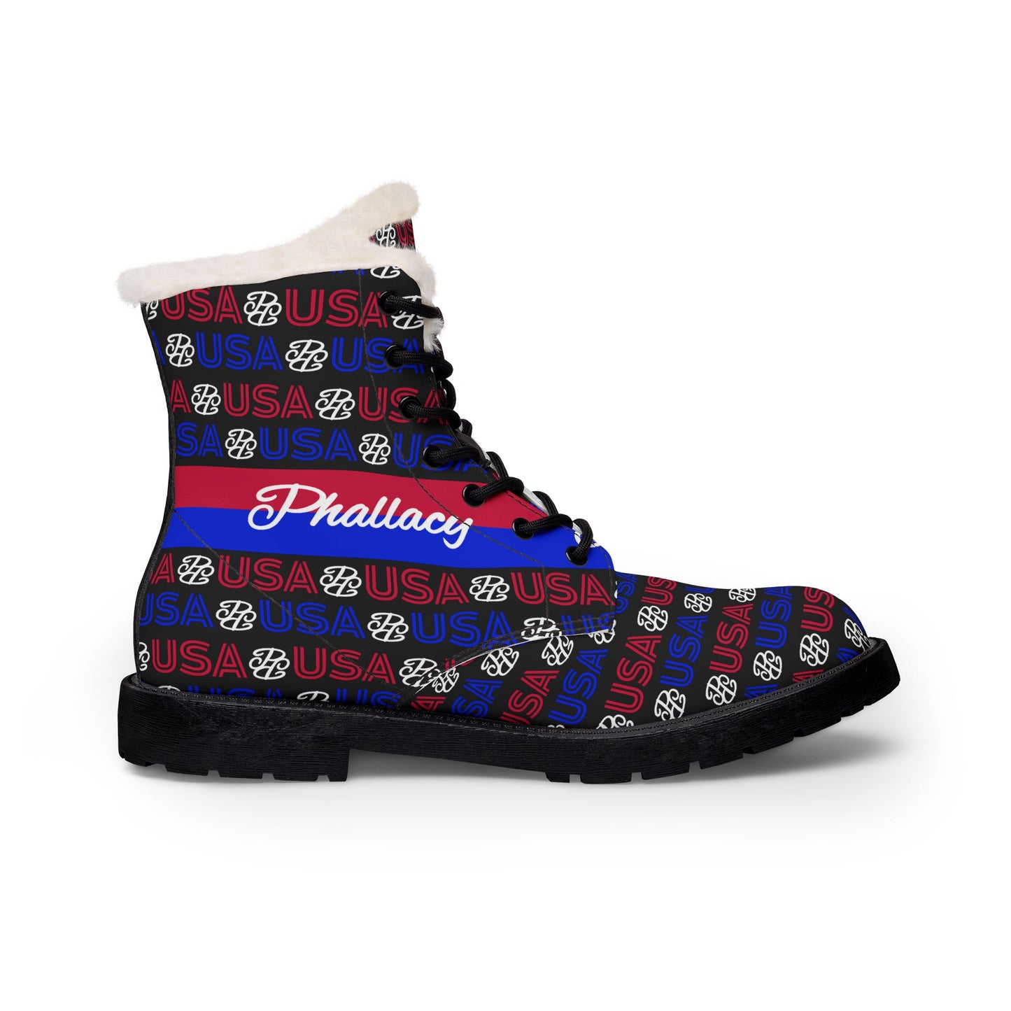 Phallacy DNA Men's Designer Fur-Lined Vegan Leather Boots