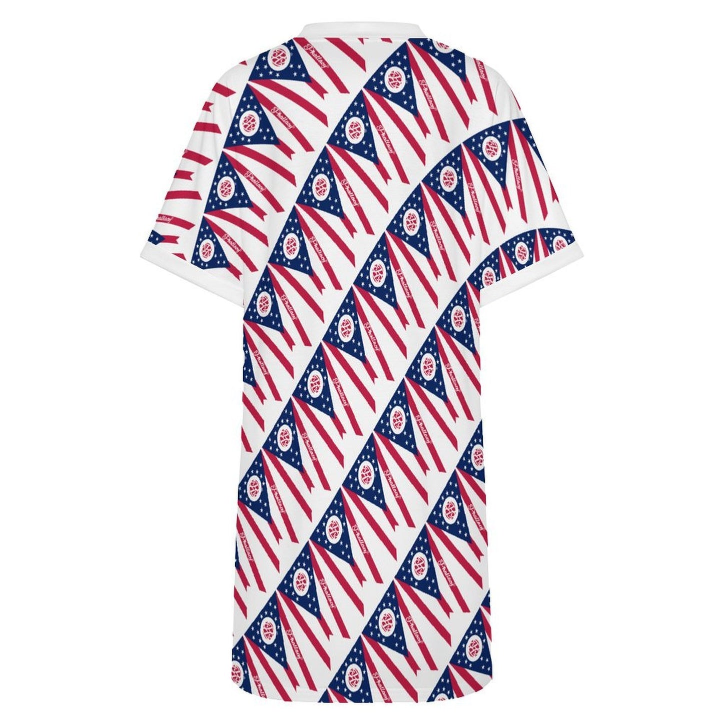 Phallacy Flag Designer V-Neck Dress with Rolled Cuffs