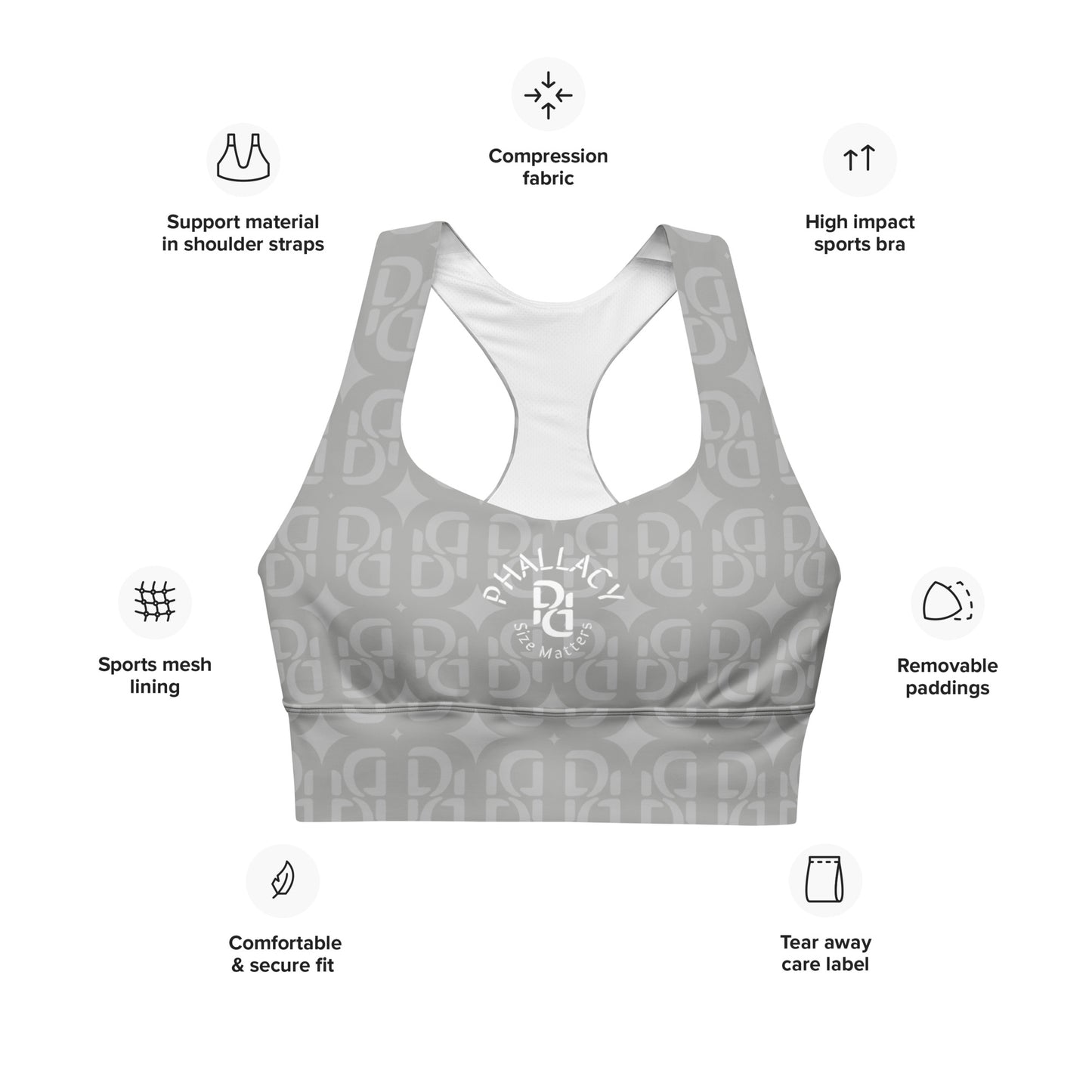 Phallacy Monogram Designer Longline Sports Bra