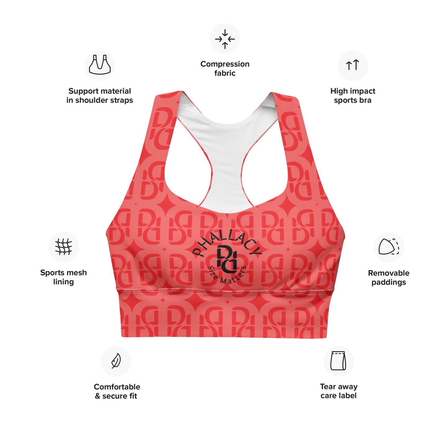 Phallacy Monogram Designer Longline Sports Bra