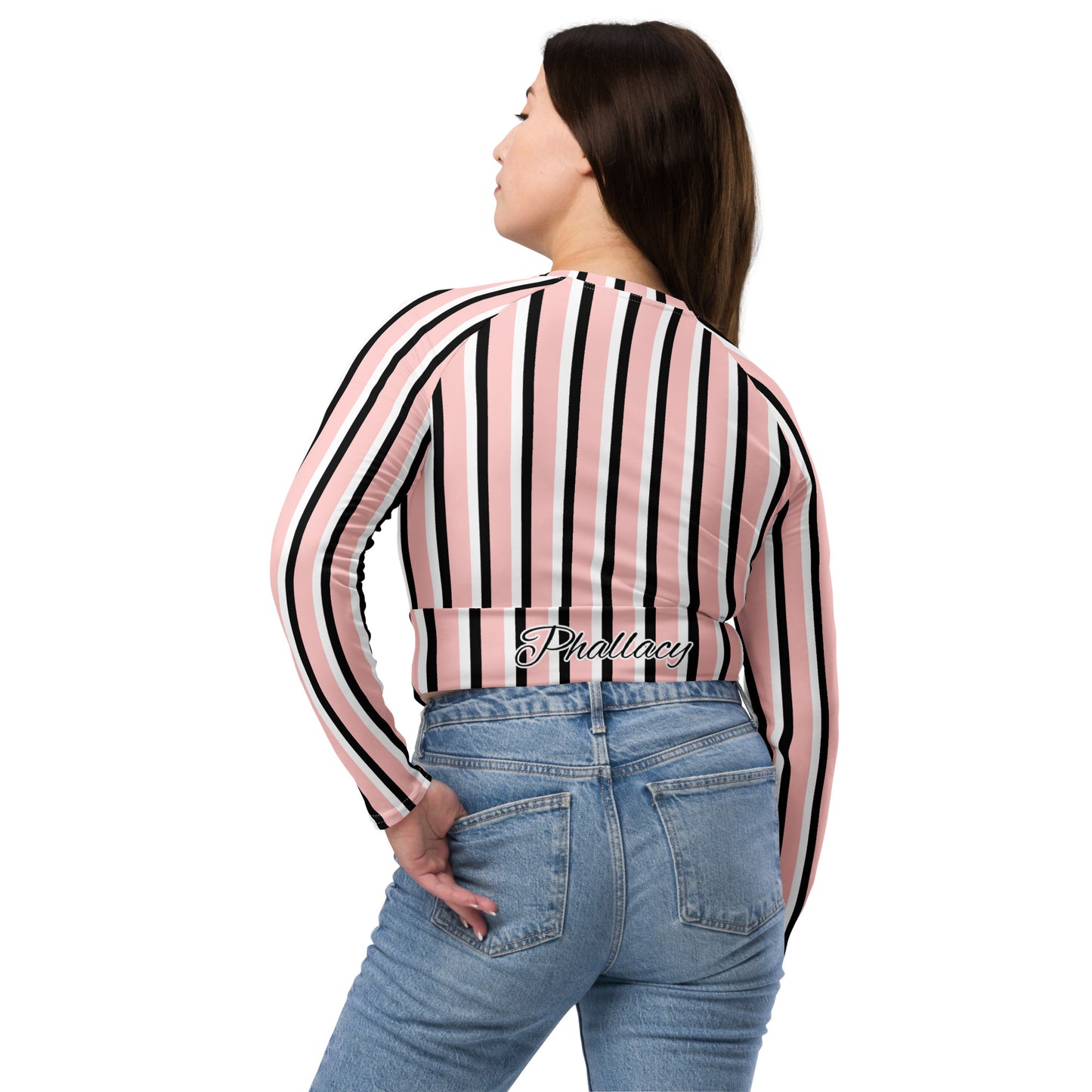 Phallacy Striped Designer Long-sleeve Crop Top
