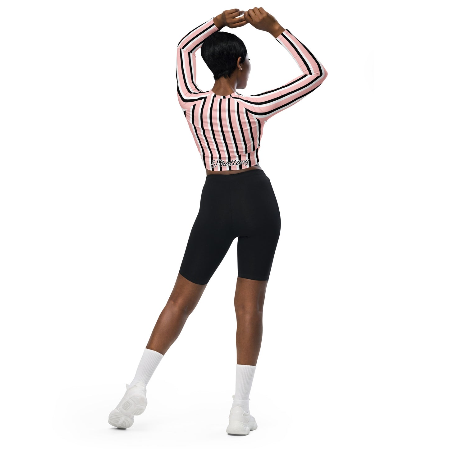 Phallacy Striped Designer Long-sleeve Crop Top