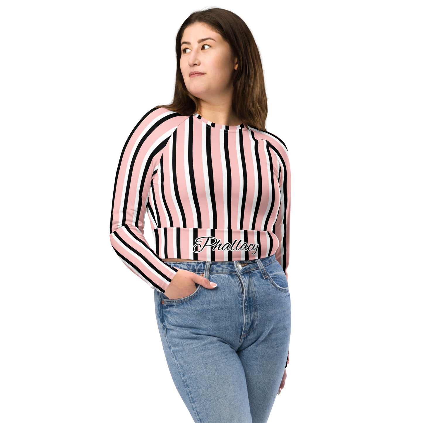 Phallacy Striped Designer Long-sleeve Crop Top
