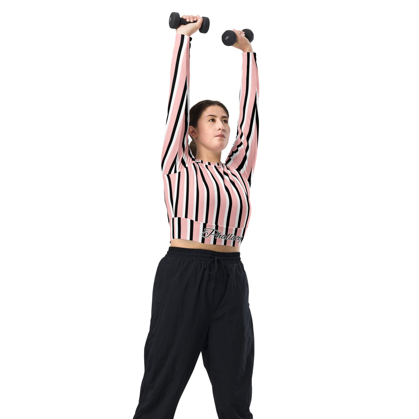 Phallacy Striped Designer Long-sleeve Crop Top