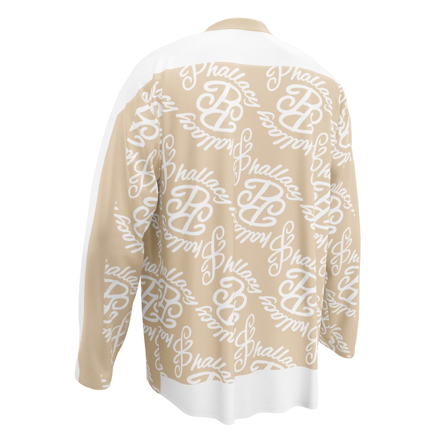 Stylish designer hockey jersey featuring an all-over print in beige and white for trendy sportswear
