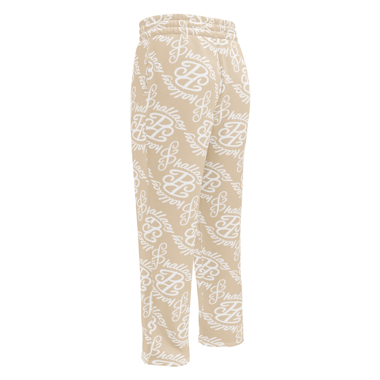 Designer monogram wide-leg joggers in beige featuring a stylish all-over print for a trendy look