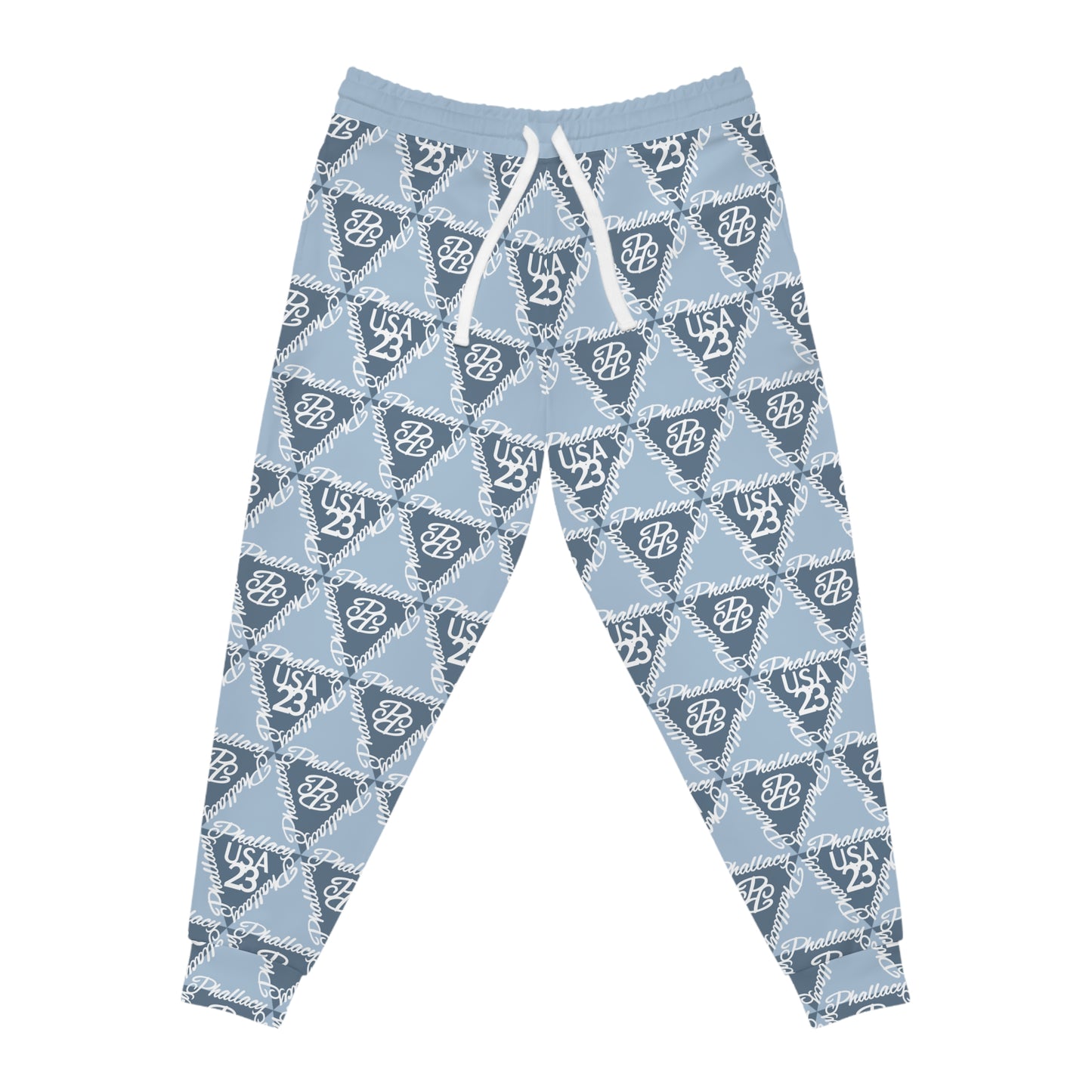 Stylish all over prints luxury activewear joggers for men featuring a unique blue and white design