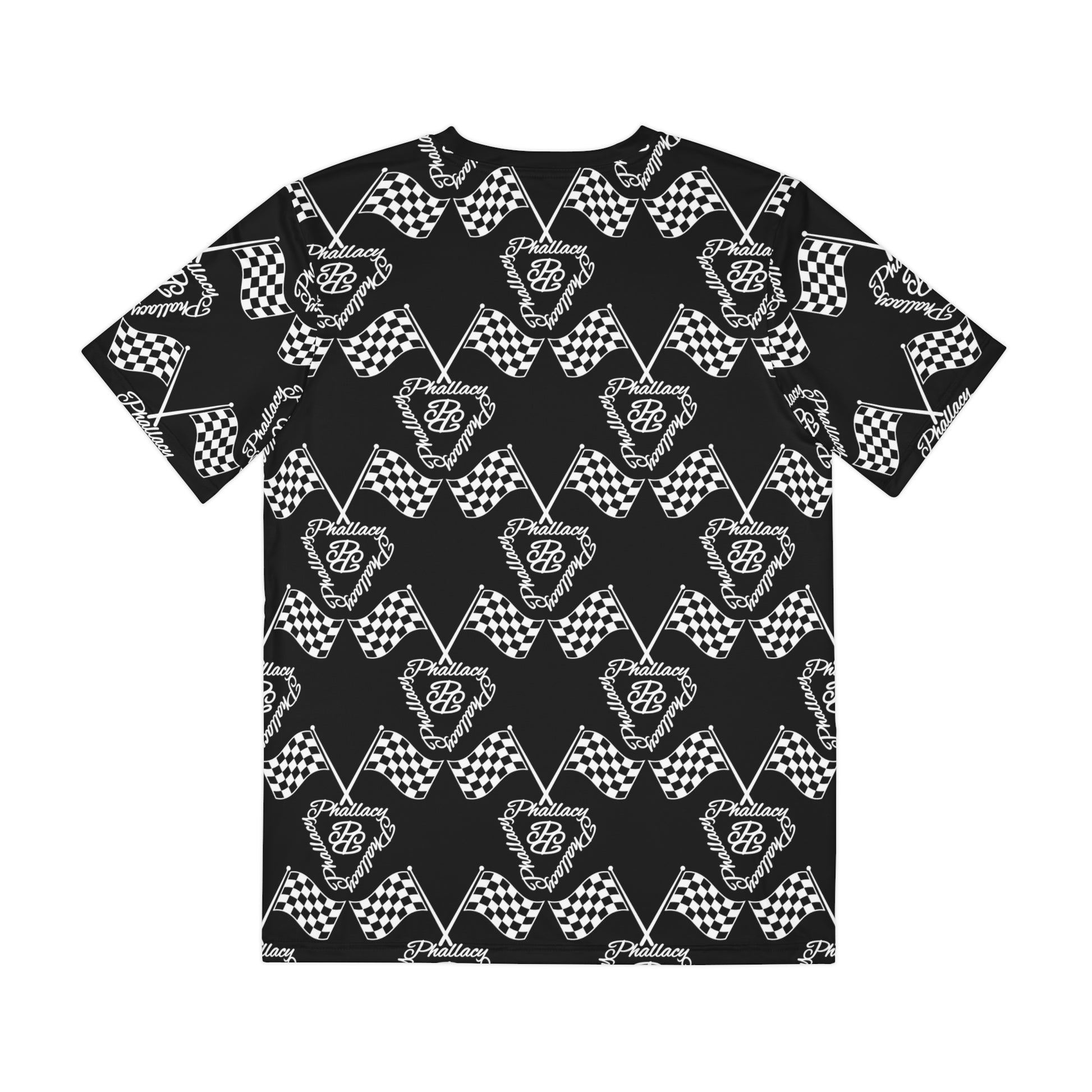 Luxury activewear men's top featuring a stylish all over print with checkered patterns in black and white