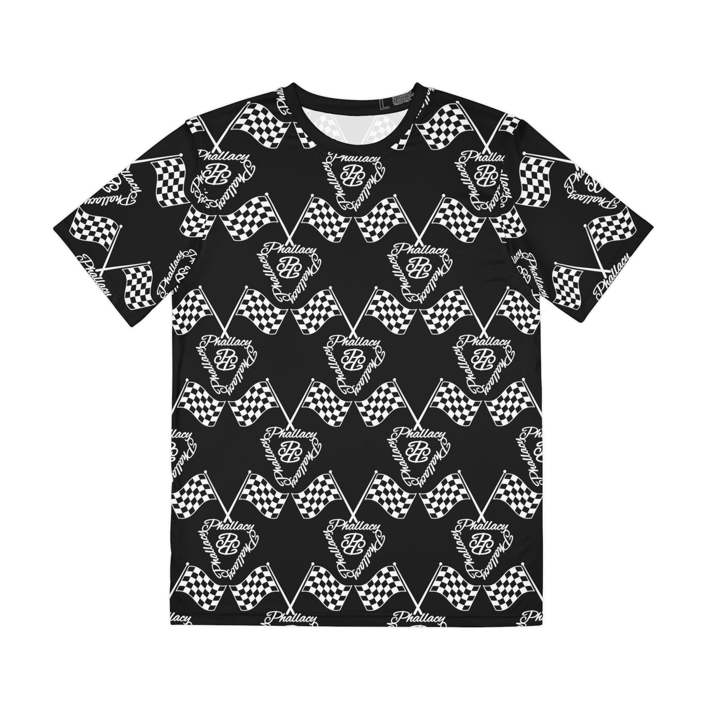 Luxury activewear men's top featuring stylish checkered print design on a black background