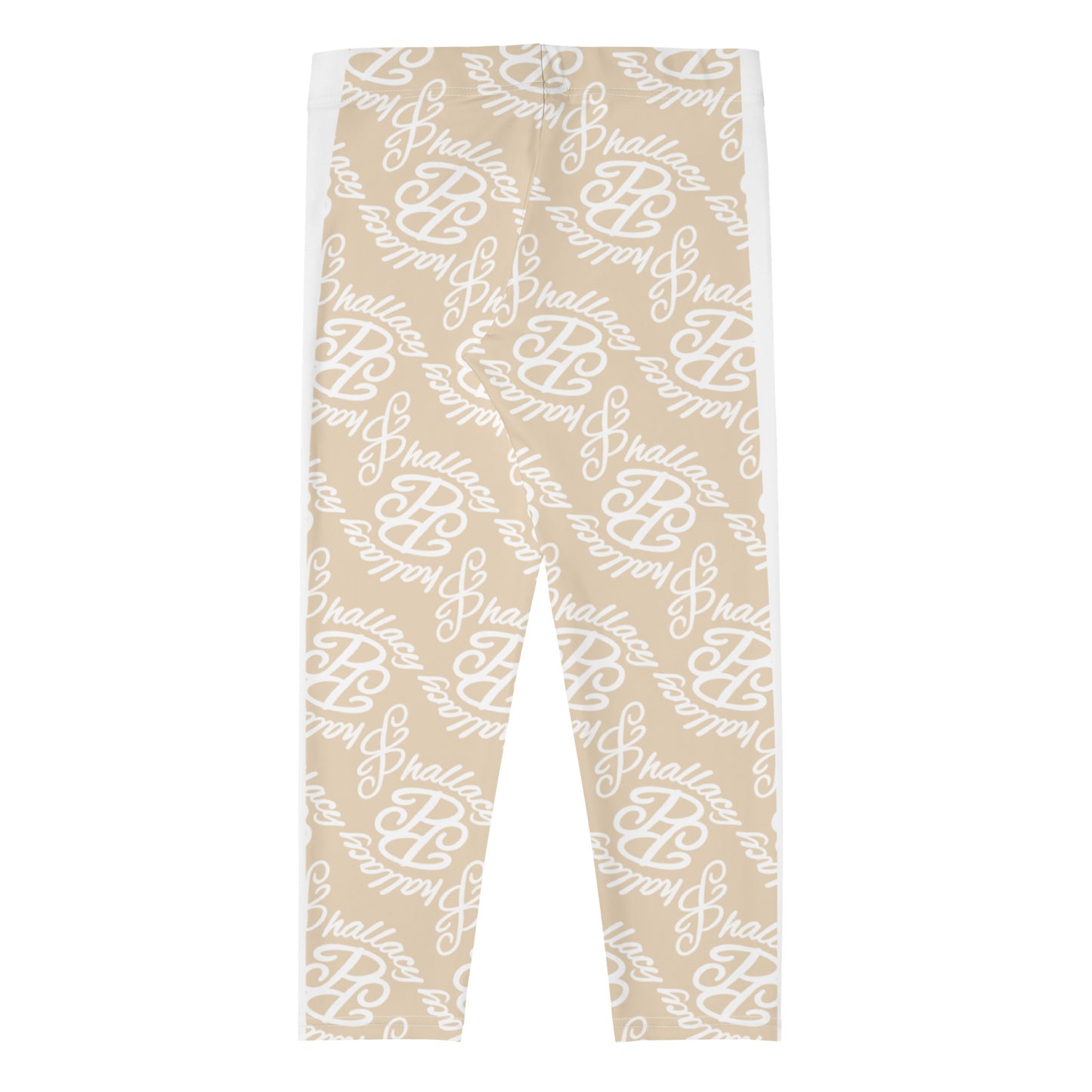 Designer monogram capri leggings in beige with elegant white print for stylish outfits