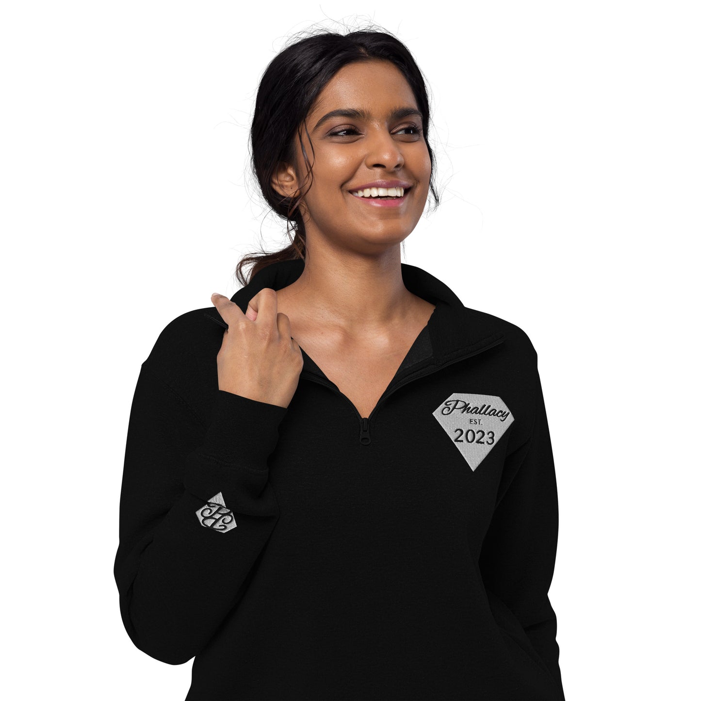 Phallacy Diamond Unisex Fleece Quarter-Zip Pullover (Embroidery)