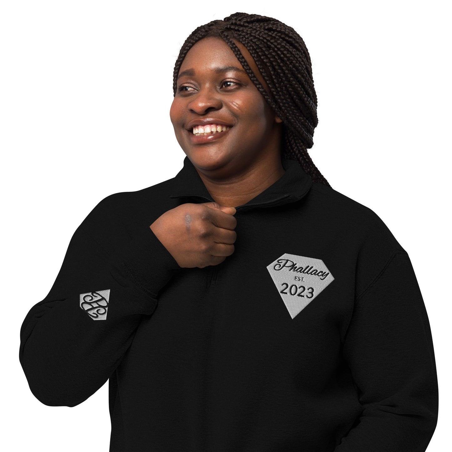 Phallacy Diamond Unisex Fleece Quarter-Zip Pullover (Embroidery)