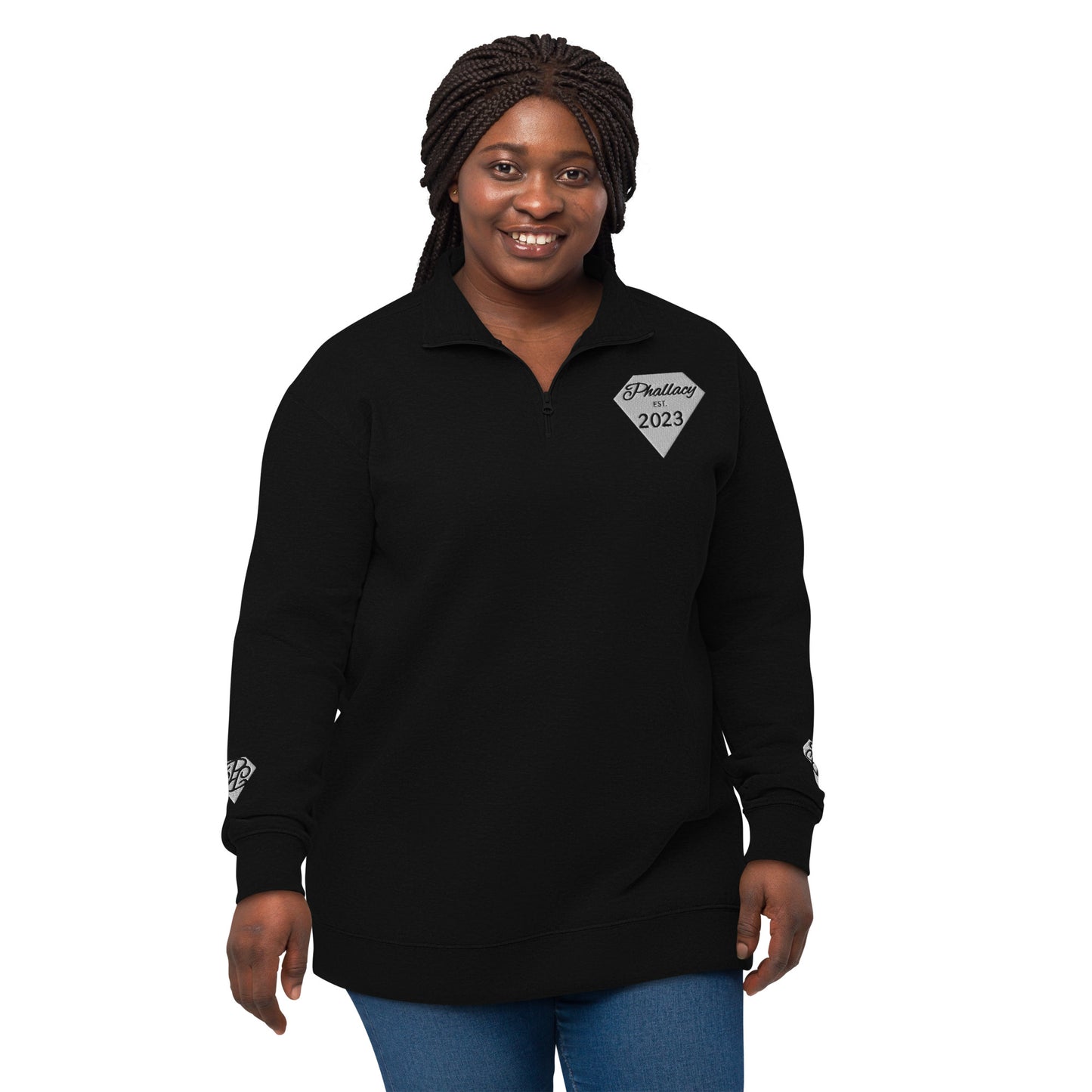 Phallacy Diamond Unisex Fleece Quarter-Zip Pullover (Embroidery)