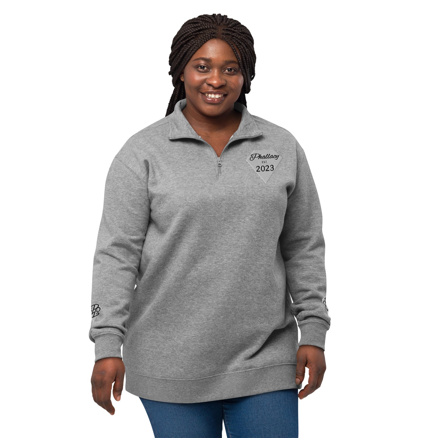 Phallacy Diamond Unisex Fleece Quarter-Zip Pullover (Embroidery)