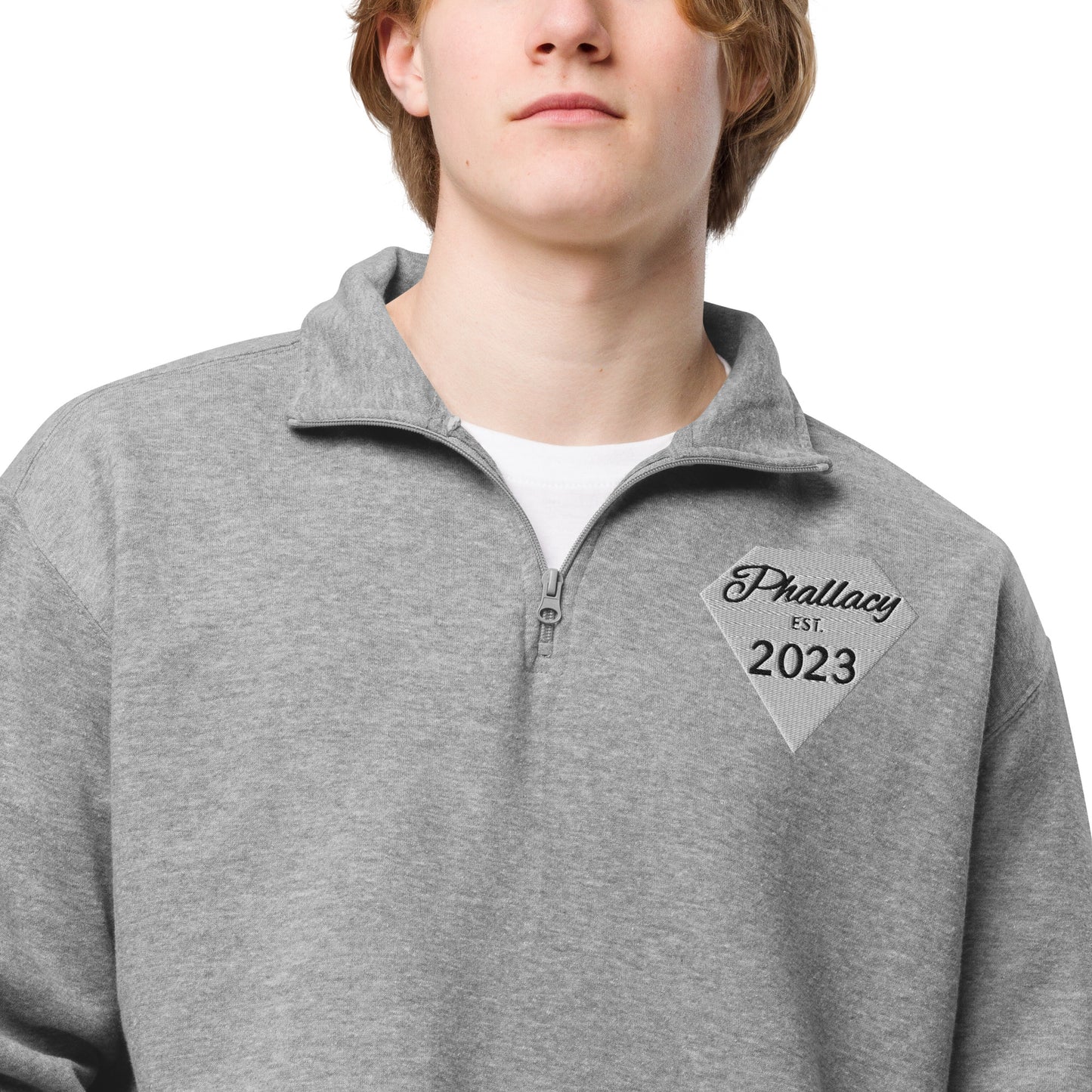 Phallacy Diamond Unisex Fleece Quarter-Zip Pullover (Embroidery)