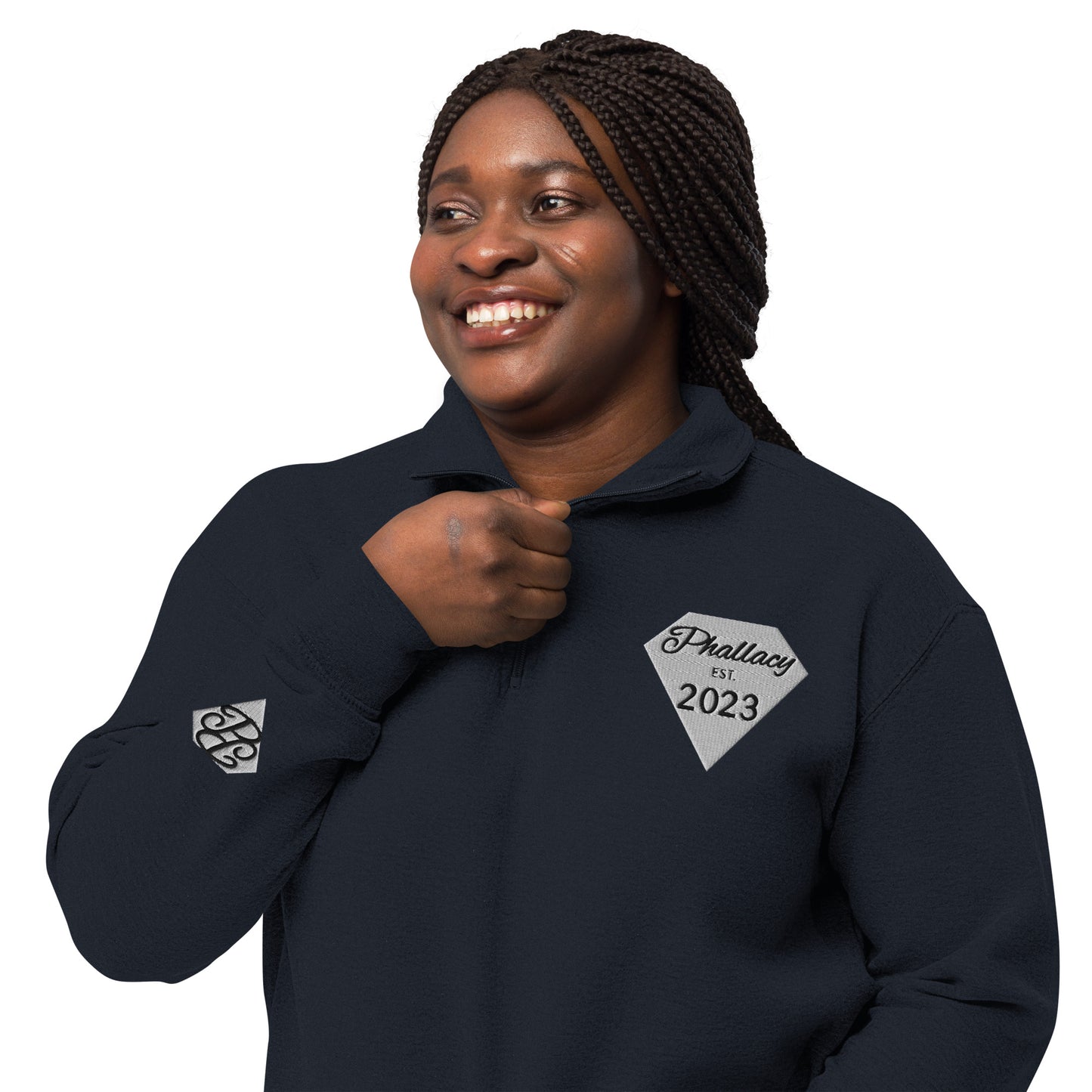 Phallacy Diamond Unisex Fleece Quarter-Zip Pullover (Embroidery)