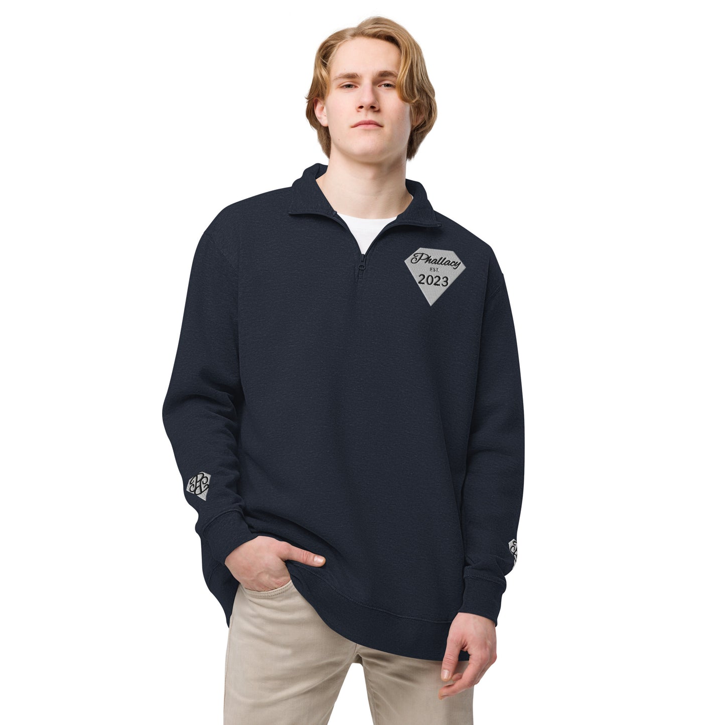Phallacy Diamond Unisex Fleece Quarter-Zip Pullover (Embroidery)