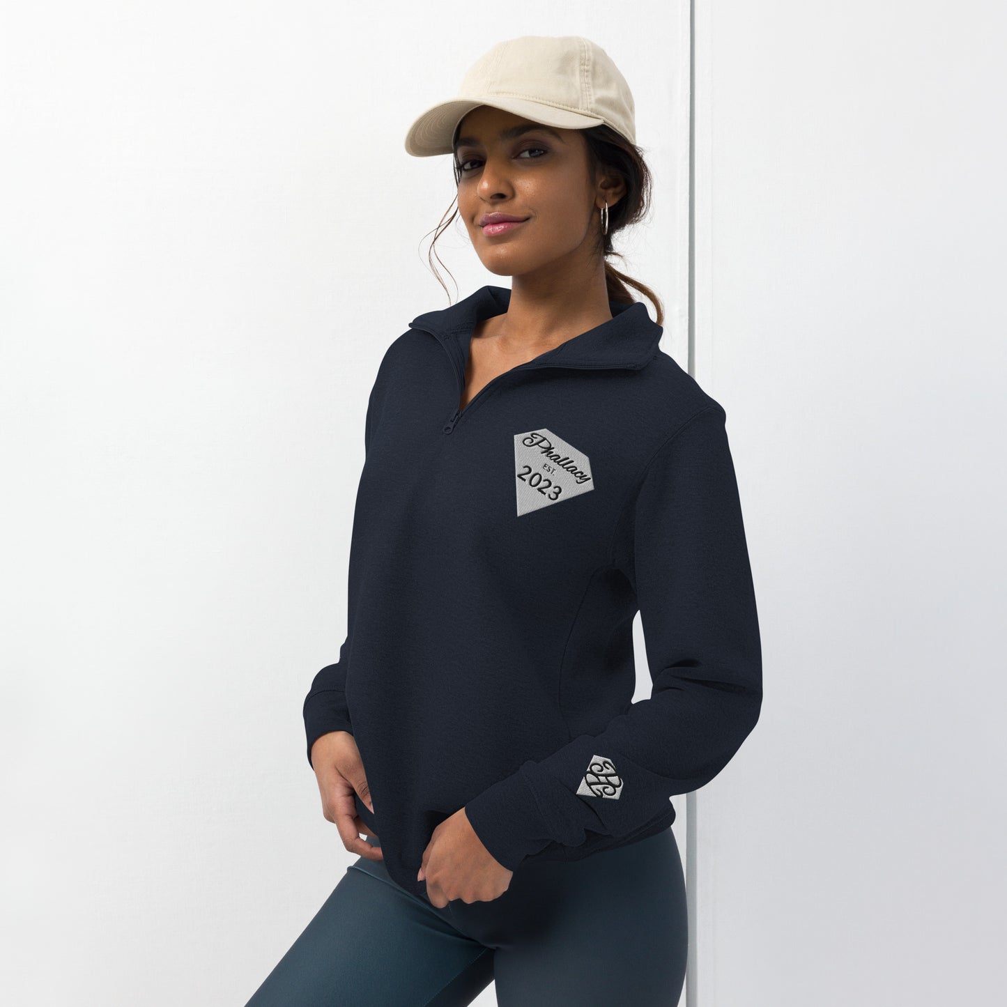 Phallacy Diamond Unisex Fleece Quarter-Zip Pullover (Embroidery)