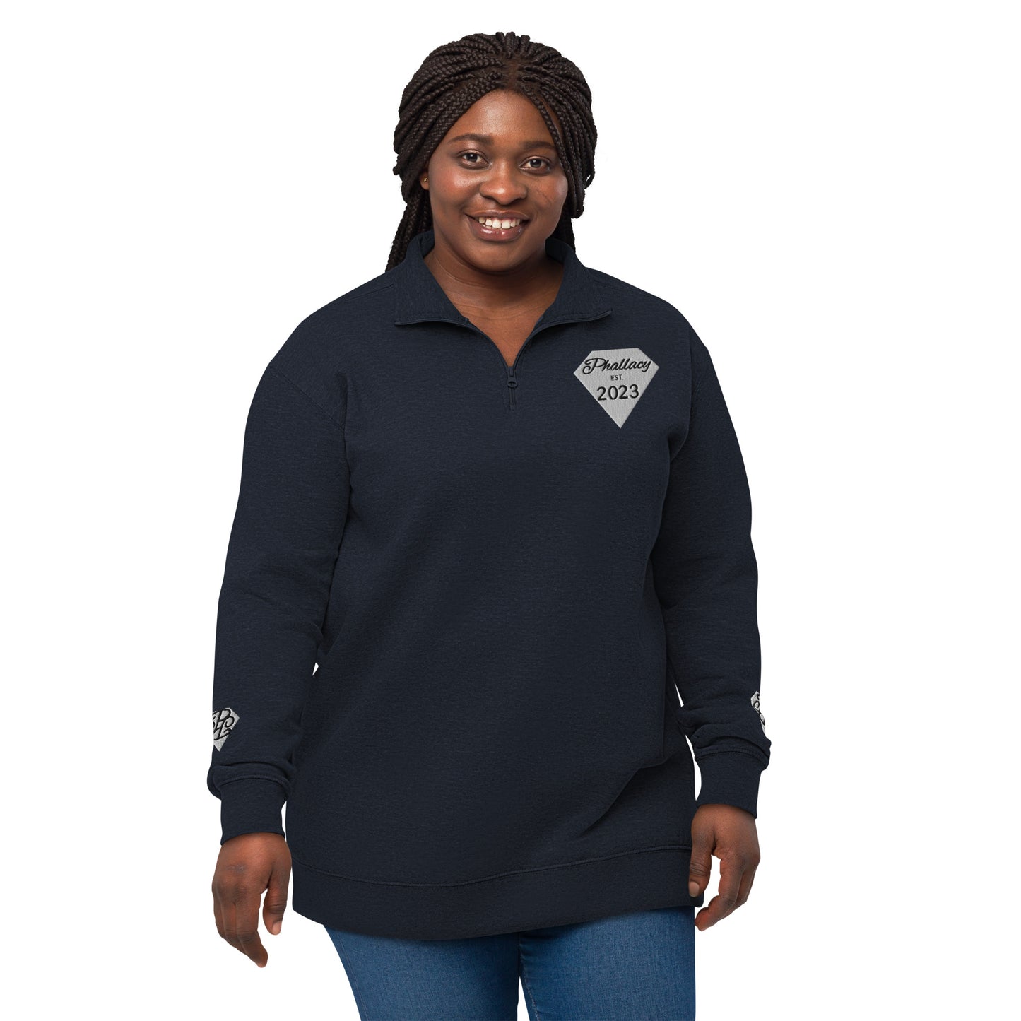 Phallacy Diamond Unisex Fleece Quarter-Zip Pullover (Embroidery)